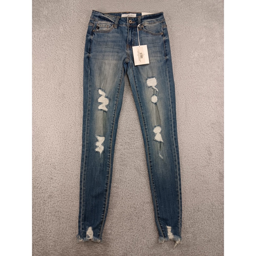 KanCan Jeans Women 1 (24x30) Blue NWT Super Skinny Distressed Raw Hem